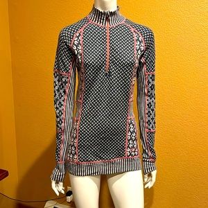 KARI TRAA SMEKKER HALF-ZIP BASE LAYER TOP WOMENS Large Merino Wool
